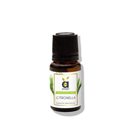Thriveco Anveya Citronella Oil 15ml for refreshing aroma, natural insect repellent, and hair care.