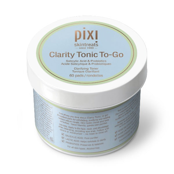 Pixi Beauty Clarity Tonic To Go product shot emphasizing its compact and portable design.