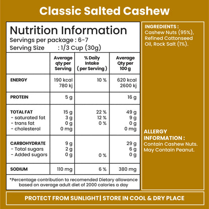 Jabsons Foods Classic Salted Cashew