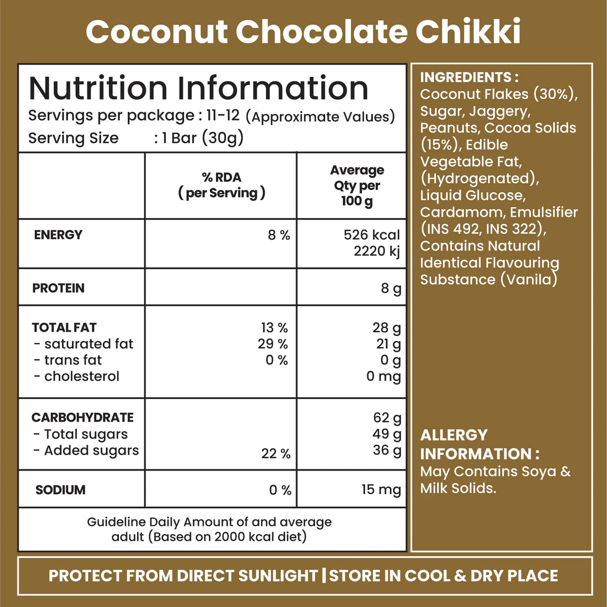 Jabsons Foods Coconut Chocolate Chikki