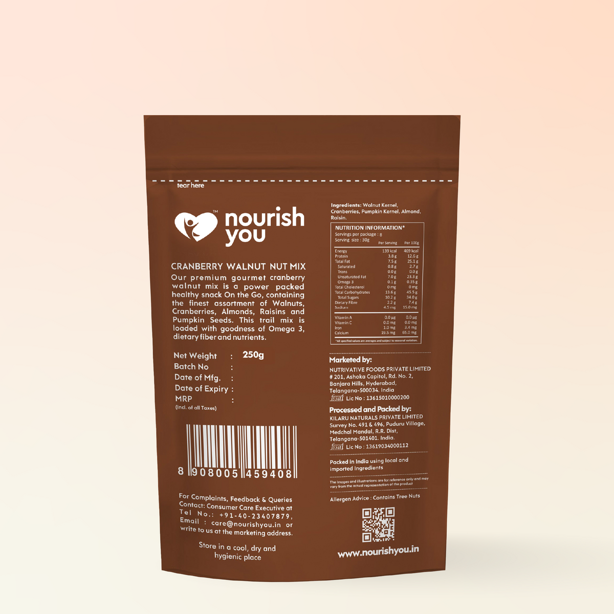 Nourish You Cranberry walnut nut mix | High in Omega 4