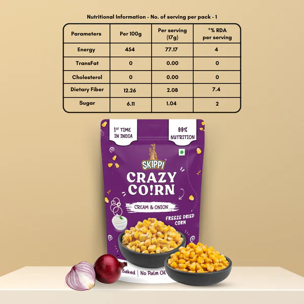 Skippi Cream and Onion Skippi Crispy Crazy Corn - PUSHMYCART