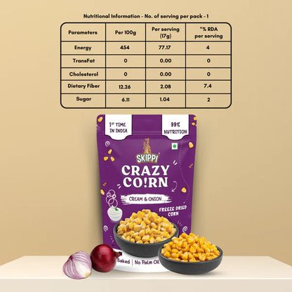 Skippi Cream and Onion Skippi Crispy Crazy Corn - PUSHMYCART