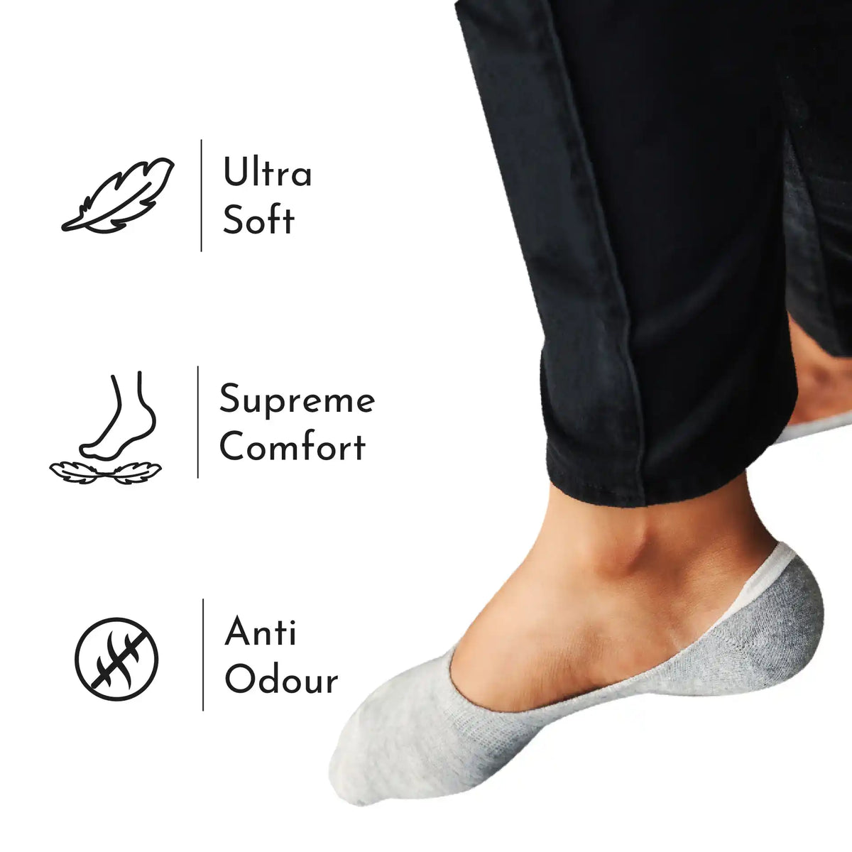 Heelium Bamboo No Show Socks for Men (Solid) - Pack of 4