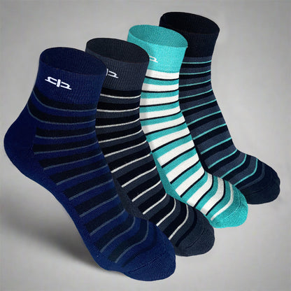 Heelium Bamboo Stripe Quarter Socks - 4 Pairs
