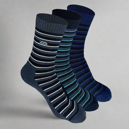 Heelium Bamboo Men Crew Socks (Stripes) - 3 Pairs