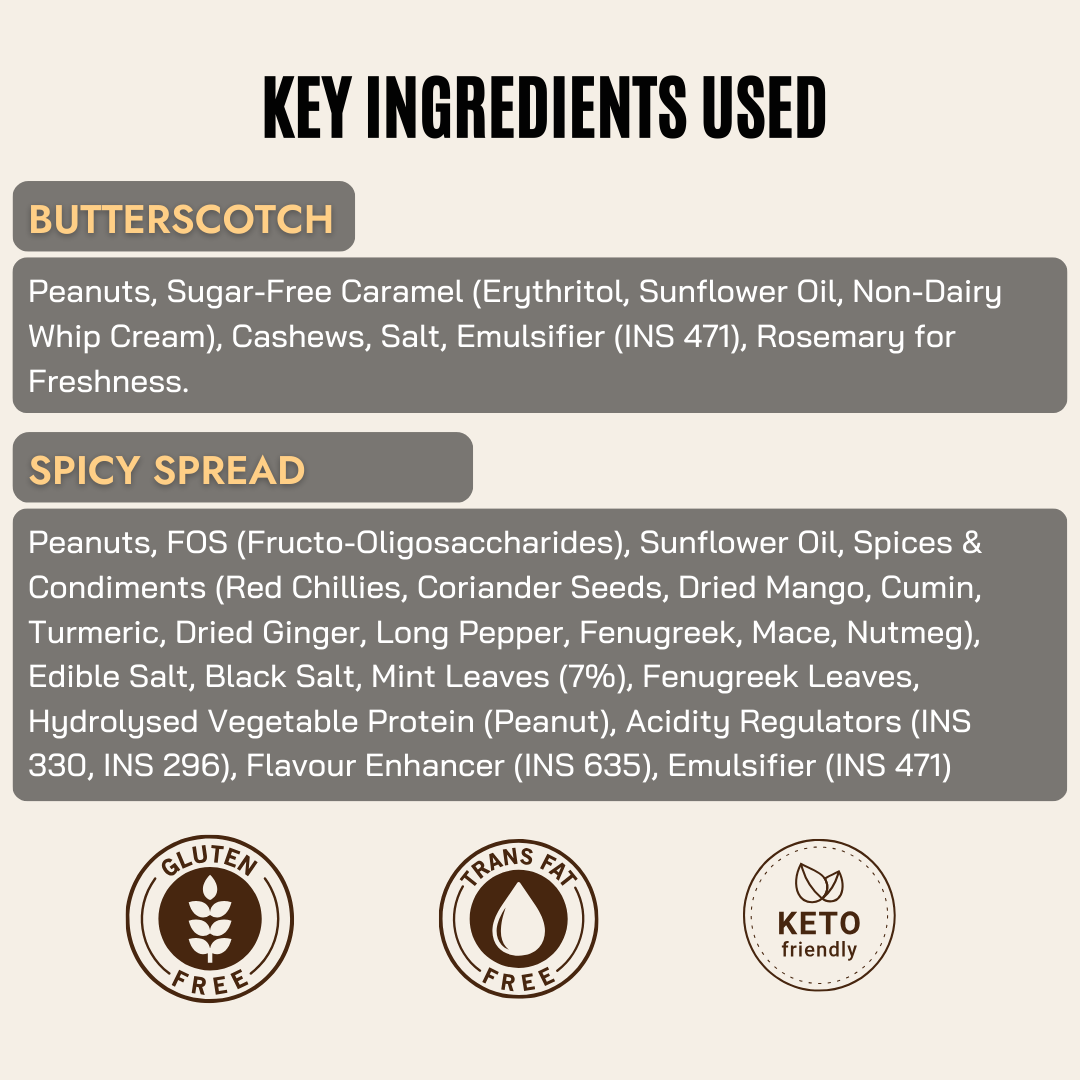 Fitfeast Butterscotch & Spicy Spread Peanut Butter Combo (150g Each)