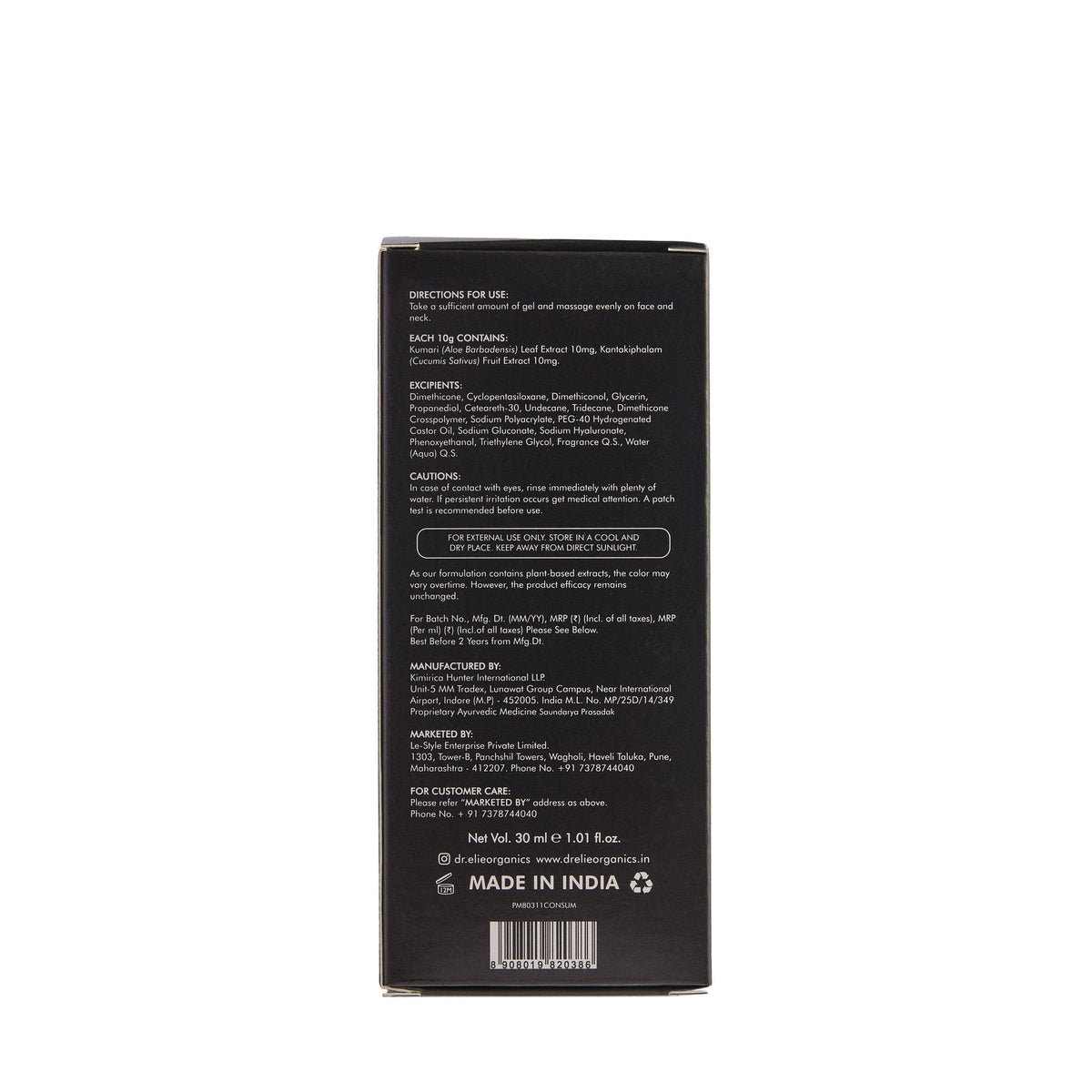 Dr Elie Organics Hydrating & Refreshing Face Gel