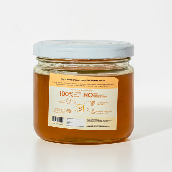 The Divine Foods Pure Kombu Honey Single Origin (Unprocessed Honey With High High Pollen Content) - 350 gm
