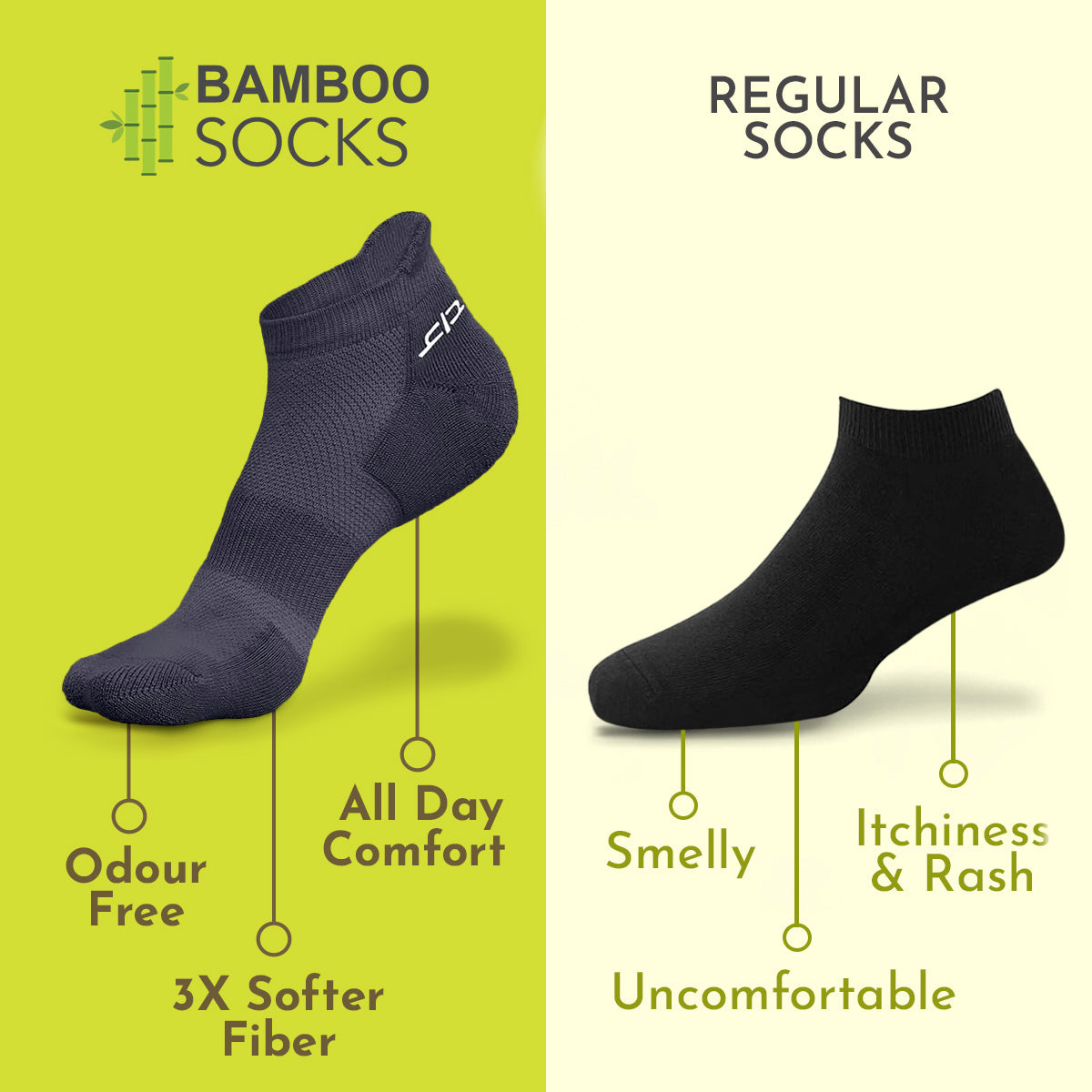 Heelium Bamboo Men Ankle Socks - 2 Pairs