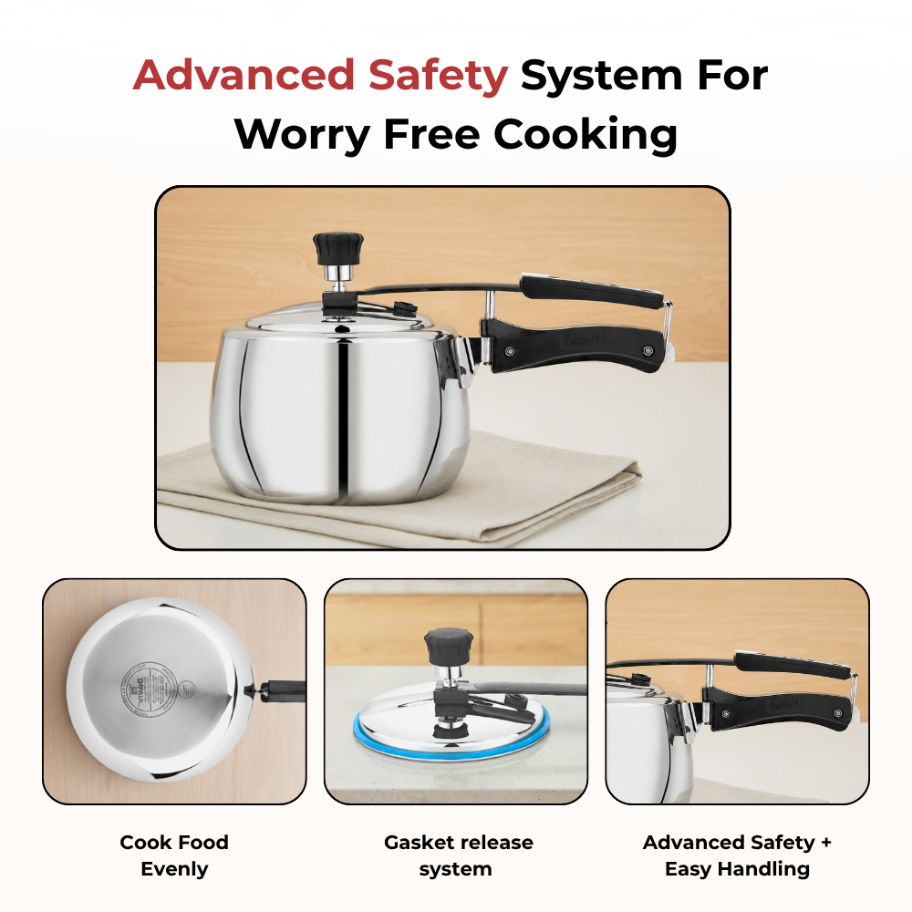 Vinod Doniv Titanium Triply Stainless Steel Pressure Cookers 2 Ltr, Inner Lid, Induction Friendly - view 11