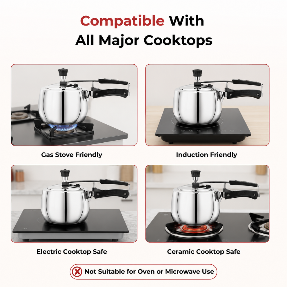Vinod Doniv Titanium Triply Stainless Steel Pressure Cookers 2 Ltr, Inner Lid, Induction Friendly - view 10