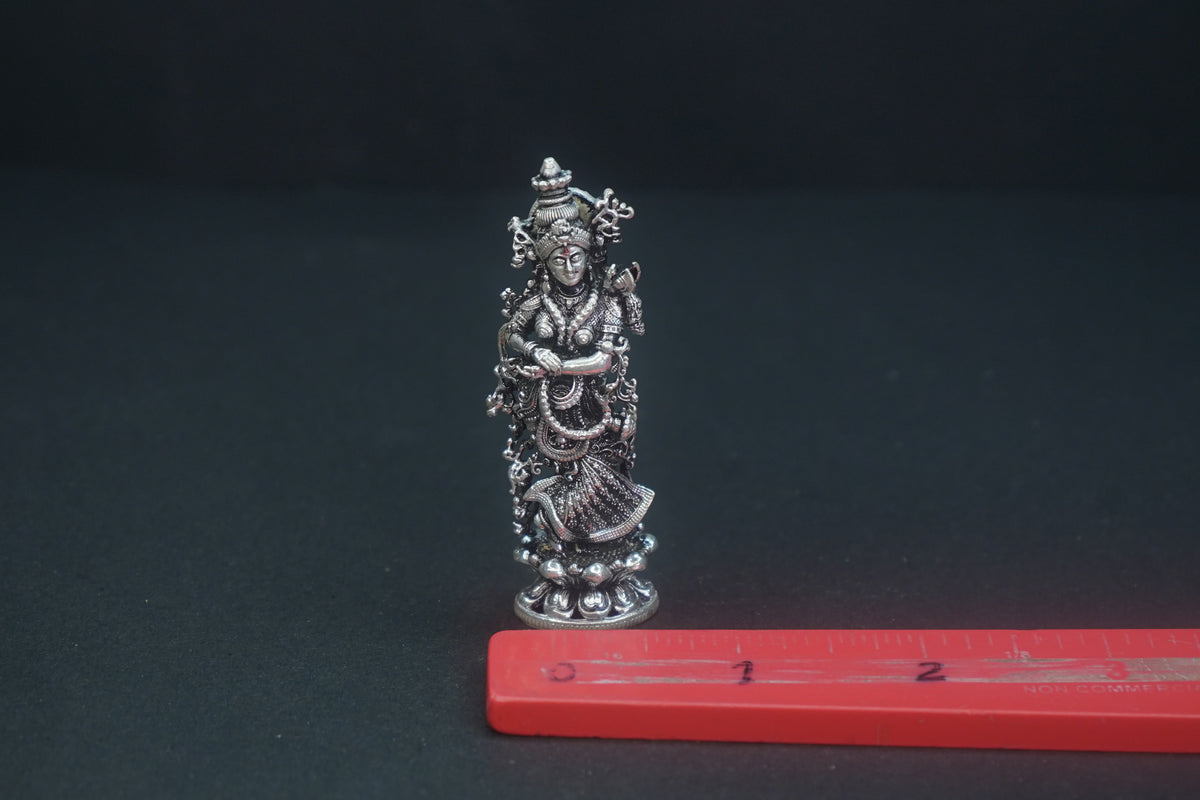 Pure Silver Antique Radha Idol Standing 33.82G By Mahita Collections - PUSHMYCART
