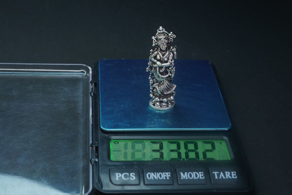 Pure Silver Antique Radha Idol Standing 33.82G By Mahita Collections - PUSHMYCART