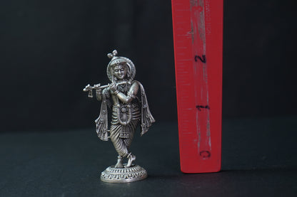 Pure Silver Antique Krishna Standing 36.40G By Mahita Collections - PUSHMYCART