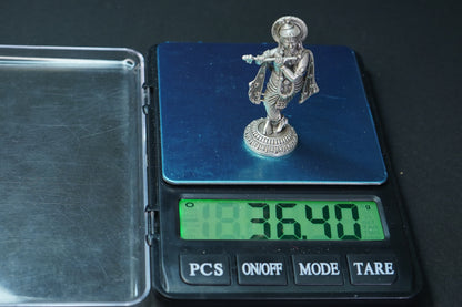 Pure Silver Antique Krishna Standing 36.40G By Mahita Collections - PUSHMYCART