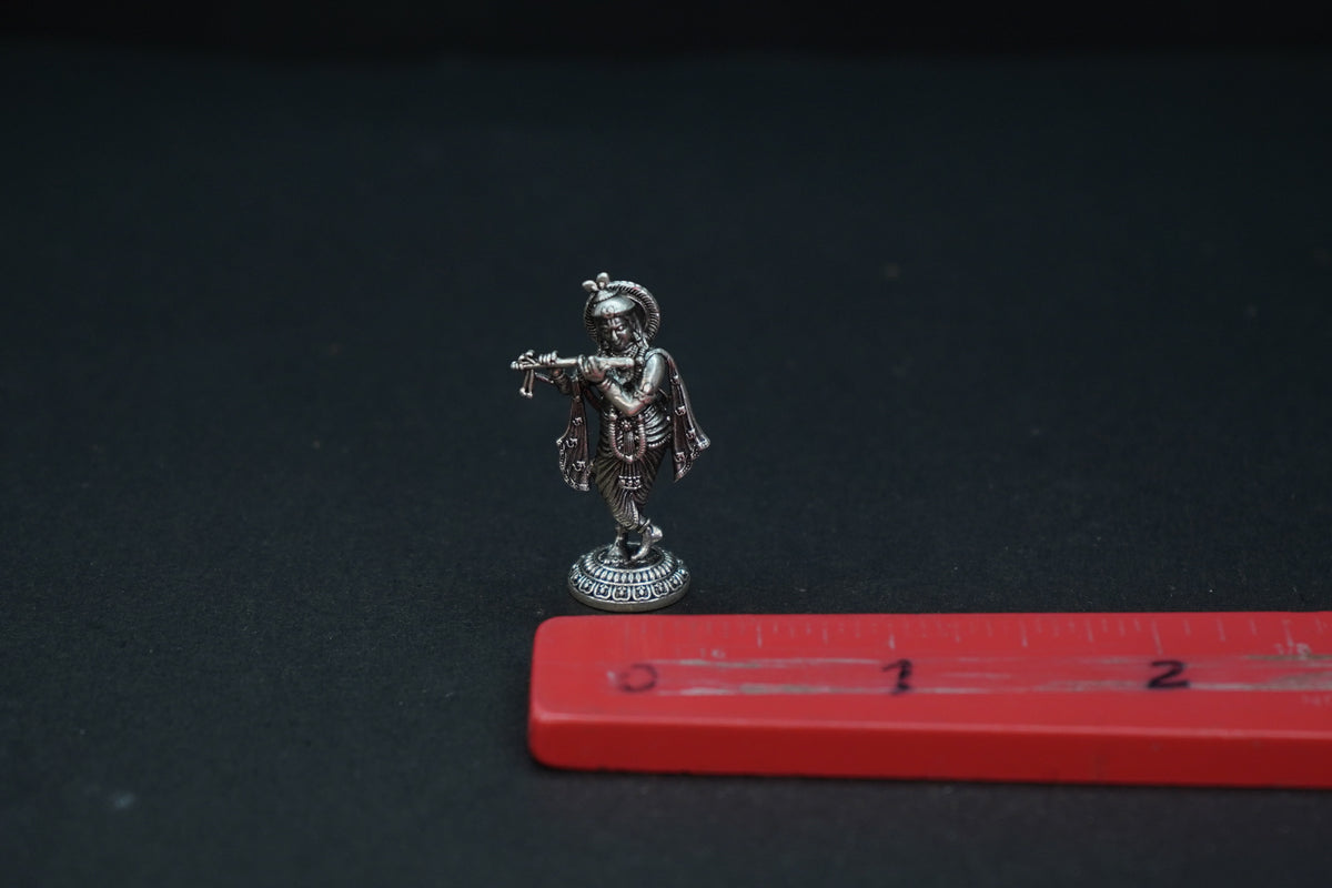 Pure Silver Antique Krishna Standing 8.24G By Mahita Collections - PUSHMYCART