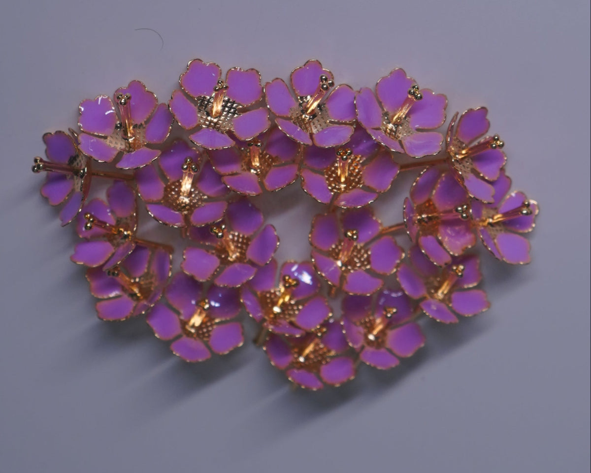 Pure Silver Enamel Violet Color Flowers 18G (Pack Of 10) - PUSHMYCART