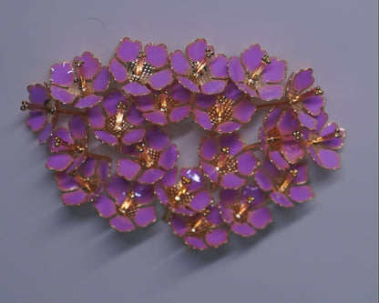 Pure Silver Enamel Violet Color Flowers 18G (Pack Of 10) - PUSHMYCART