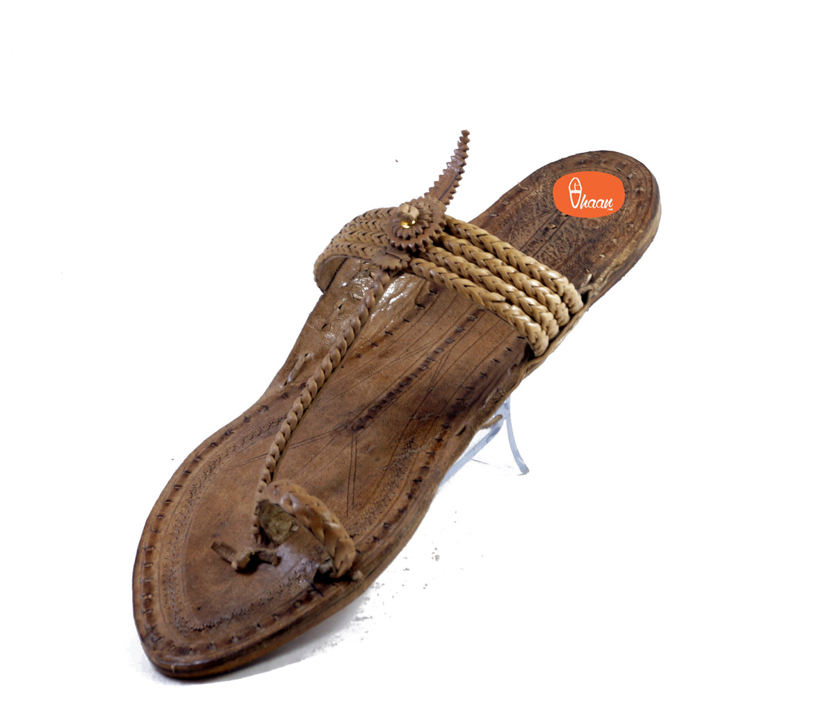 Vhaanfootwear 3 Veni Khas Ladies Kolhapuri Chappal - side profile showing sole and heel detail
