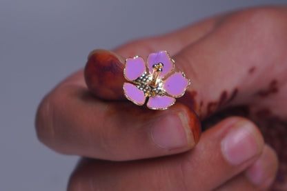 Pure Silver Enamel Violet Color Flowers 18G (Pack Of 10) - PUSHMYCART