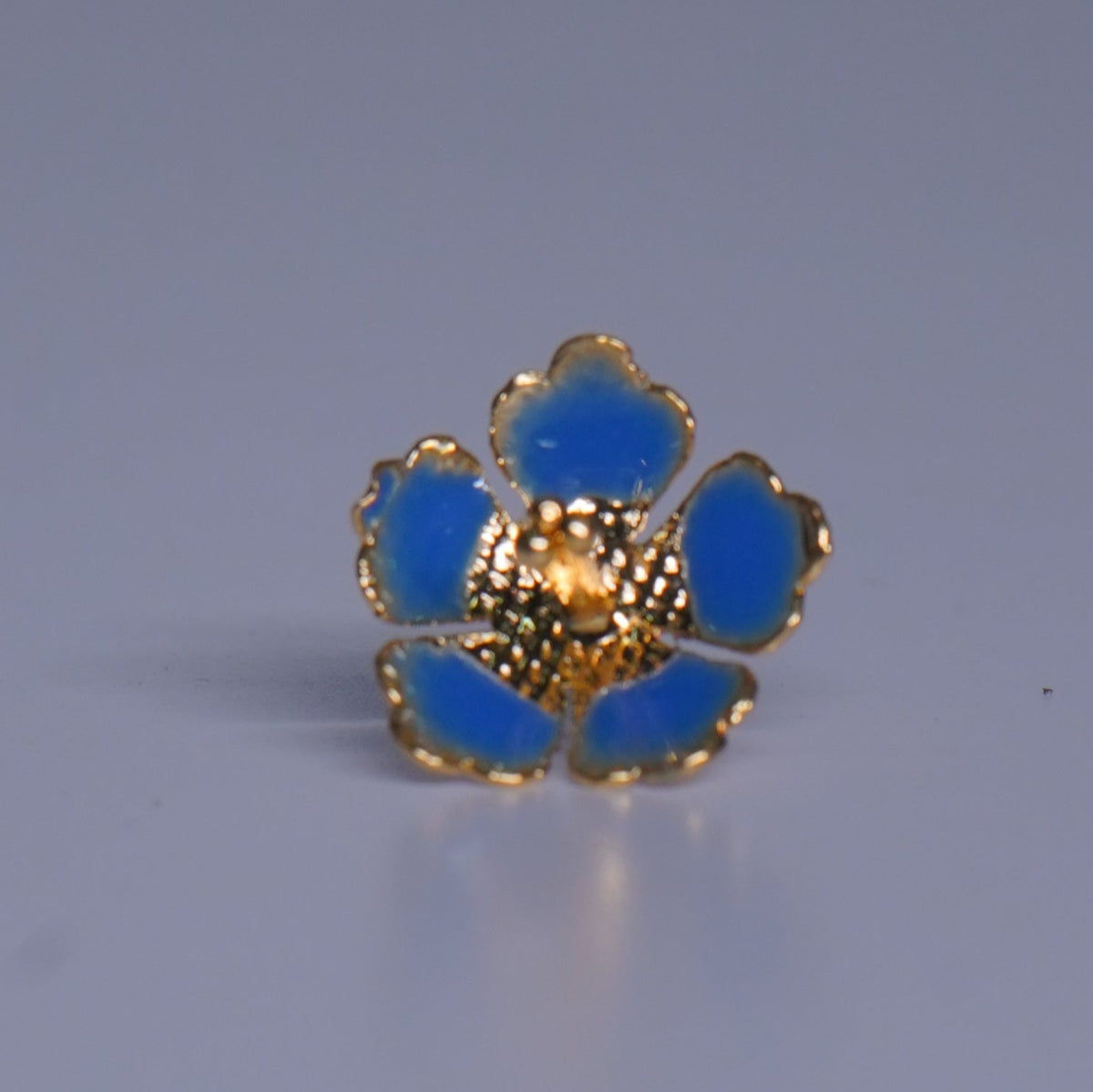 Pure Silver Dark Blue Enamel Flowers 18G (Pack Of 10) - PUSHMYCART