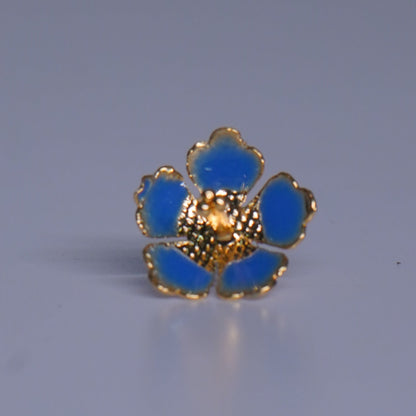 Pure Silver Dark Blue Enamel Flowers 18G (Pack Of 10) - PUSHMYCART