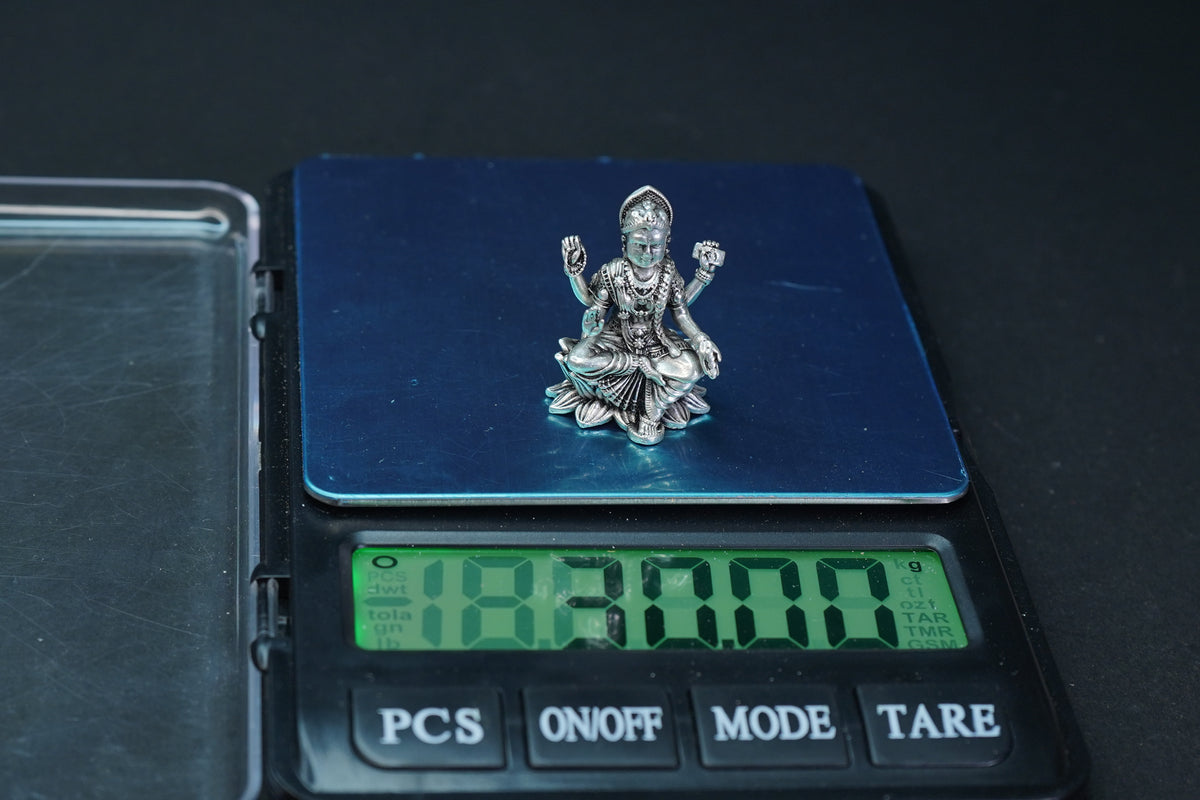 Pure Silver Antique Padmam Lakshmi Sitting 30G By Mahita Collections - PUSHMYCART