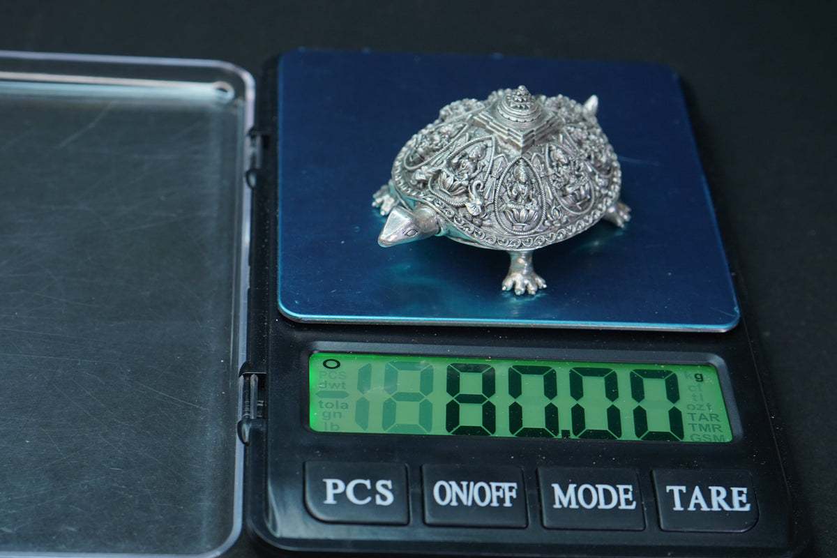 Pure Silver Antique Tortoise With Laxmi Devi Designing 80G By Mahita Collections - PUSHMYCART