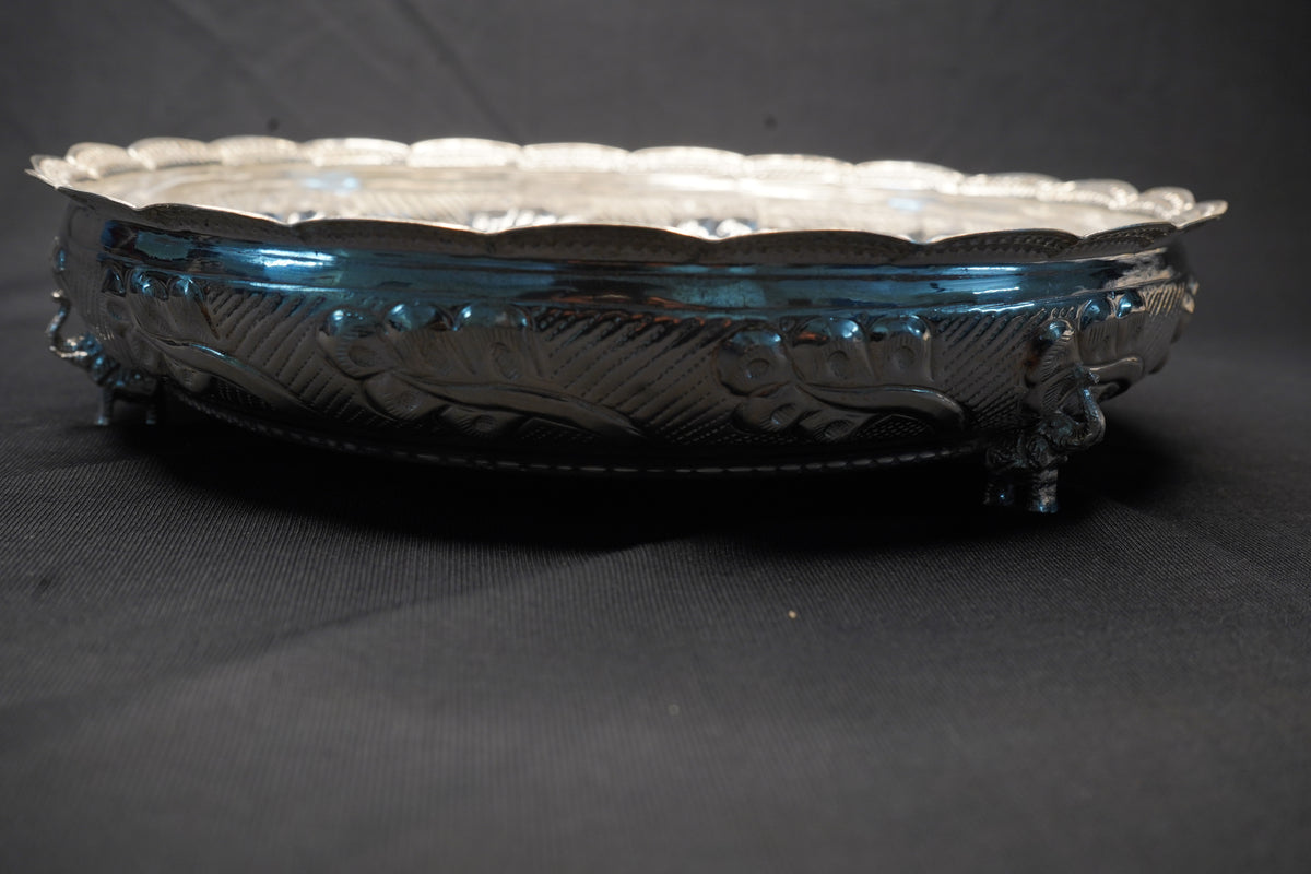 Pure Silver Floral Design Plate 430g - PUSHMYCART