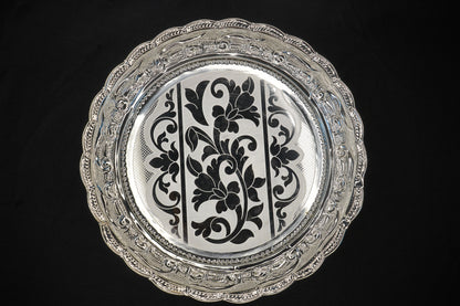 Pure Silver Floral Design Plate 400g - PUSHMYCART
