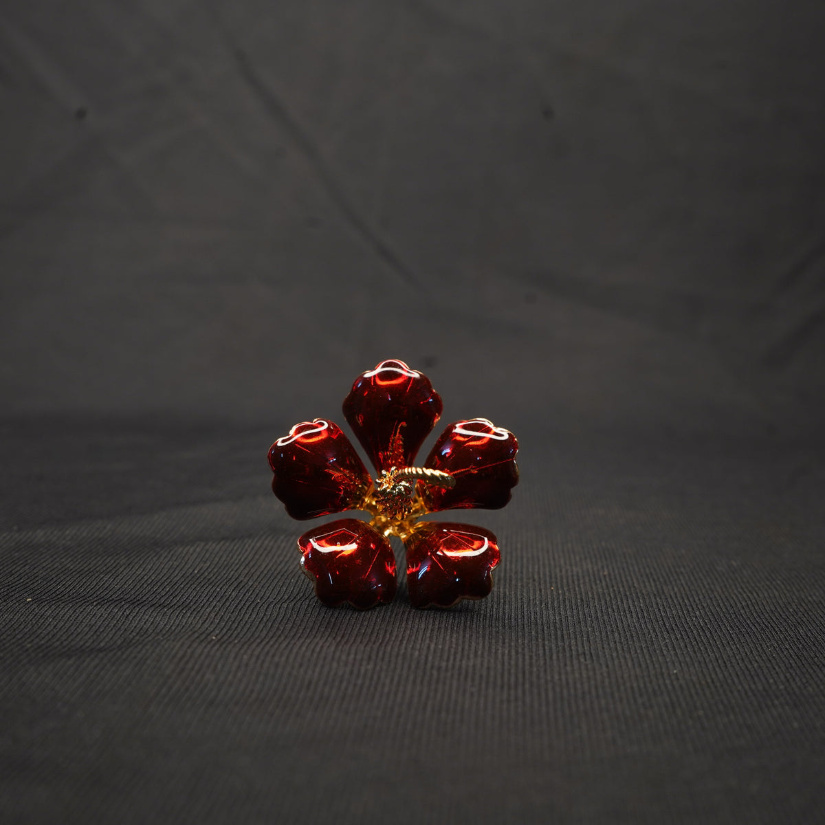 Pure Silver Red Hibiscus Flower 8.43g - PUSHMYCART