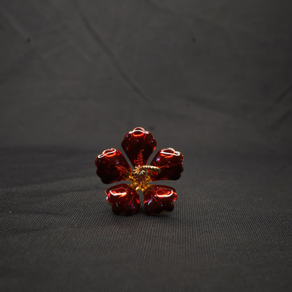 Pure Silver Red Hibiscus Flower 8.43g - PUSHMYCART