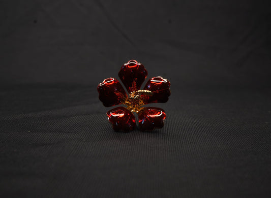 Pure Silver Red Hibiscus Flower 8.43g - PUSHMYCART