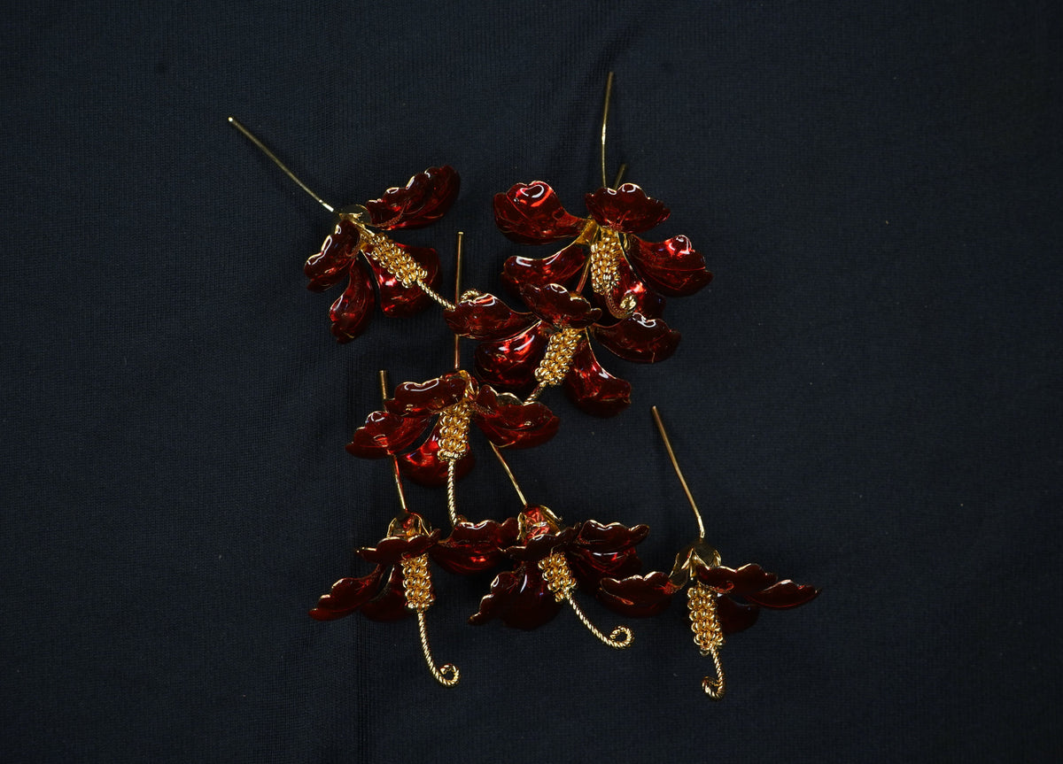 Pure Silver Red Hibiscus Flower 8.43g - PUSHMYCART