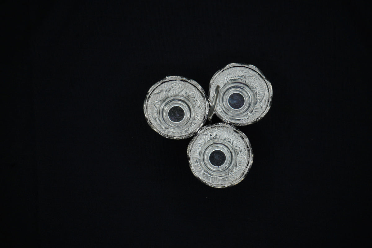 Pure Silver Kumkum Haldi 3 Bowl Set 34.31g - PUSHMYCART