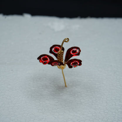 Pure Silver Red Hibiscus Flower 8.43g - PUSHMYCART