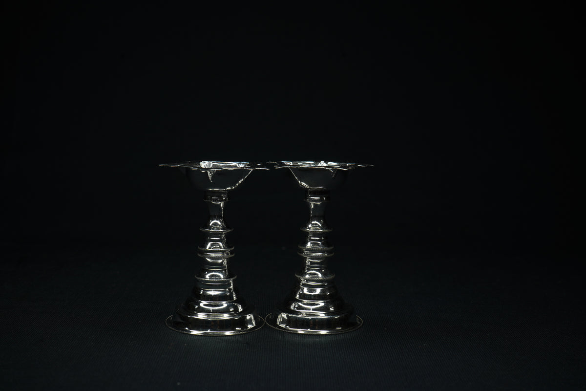 Pure Silver 5 Mukh Diya Pair 40g approx. - PUSHMYCART