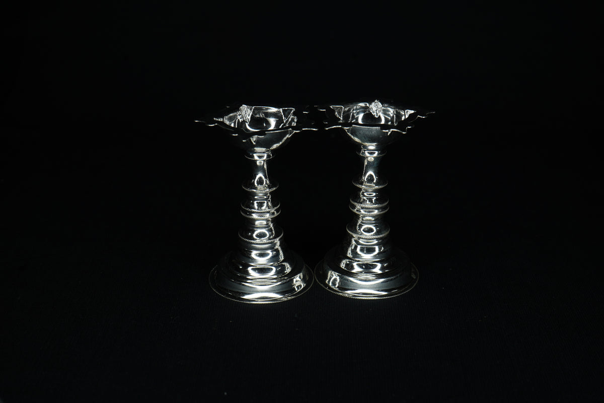 Pure Silver 5 Mukh Diya Pair 40g approx. - PUSHMYCART