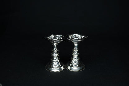 Pure Silver 5 Mukh Diya Pair 40g approx. - PUSHMYCART