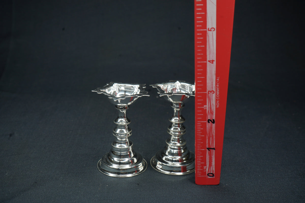Pure Silver 5 Mukh Diya Pair 40g approx. - PUSHMYCART