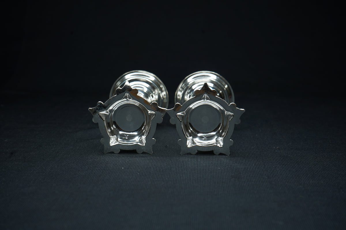Pure Silver 5 Mukh Diya Pair 40g approx. - PUSHMYCART