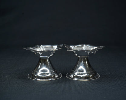 Pure Silver 5 Mukh Diya Pair 20g approx. - PUSHMYCART