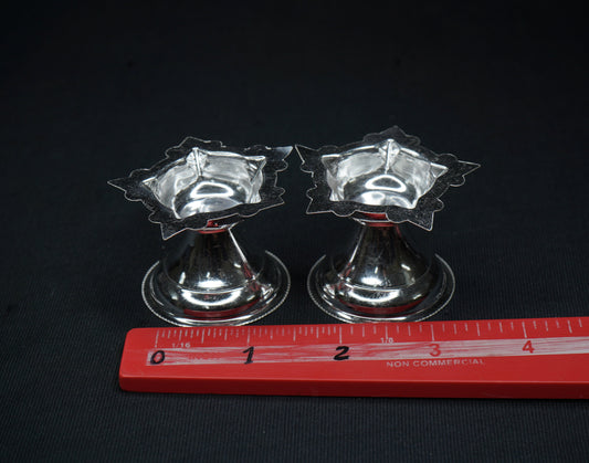 Pure Silver 5 Mukh Diya Pair 20g approx. - PUSHMYCART