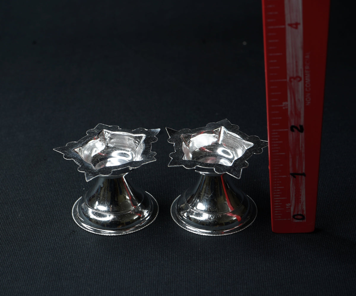 Pure Silver 5 Mukh Diya Pair 20g approx. - PUSHMYCART