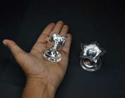 Pure Silver 5 Mukh Diya Pair 20g approx. - PUSHMYCART