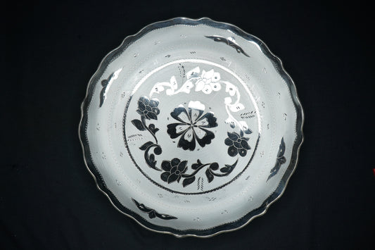 Pure Silver Floral Design Plate 504gram - PUSHMYCART