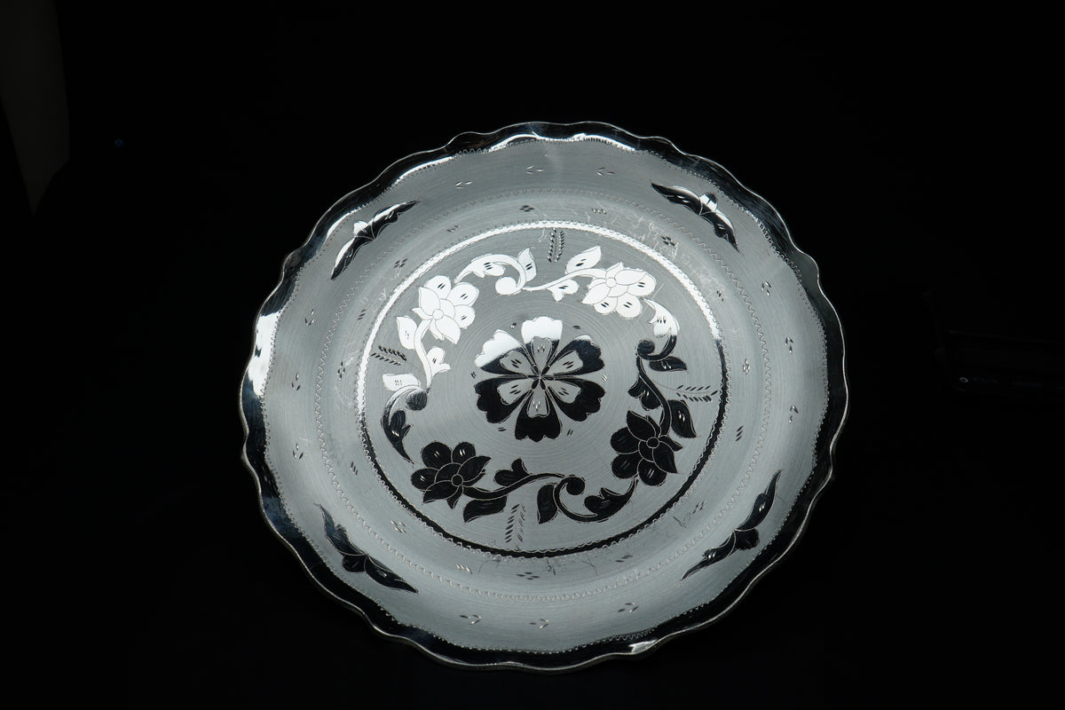 Pure Silver Floral Design Plate 504gram - PUSHMYCART