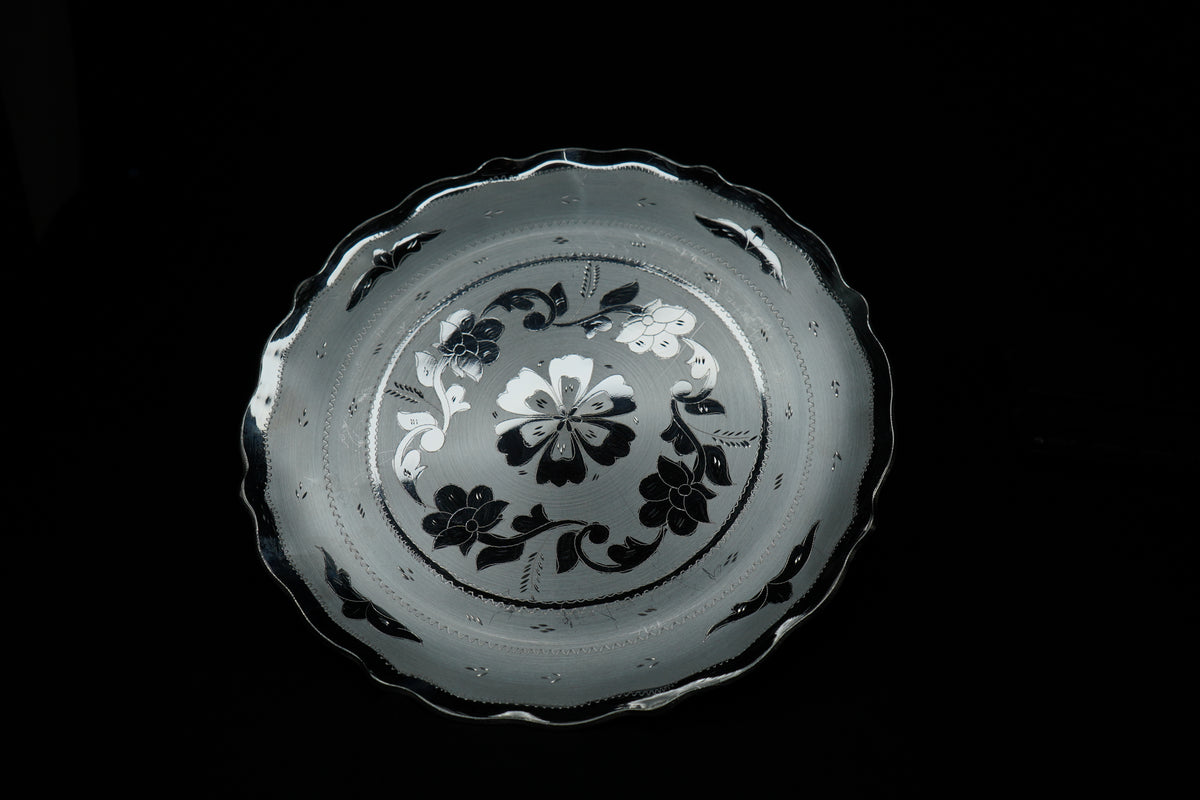Pure Silver Floral Design Plate 504gram - PUSHMYCART
