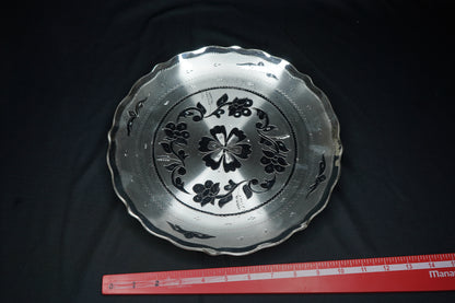 Pure Silver Floral Design Plate 504gram - PUSHMYCART